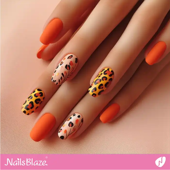 Warm Autumn Leopard Print Nails | Animal Print Nails - NB2600